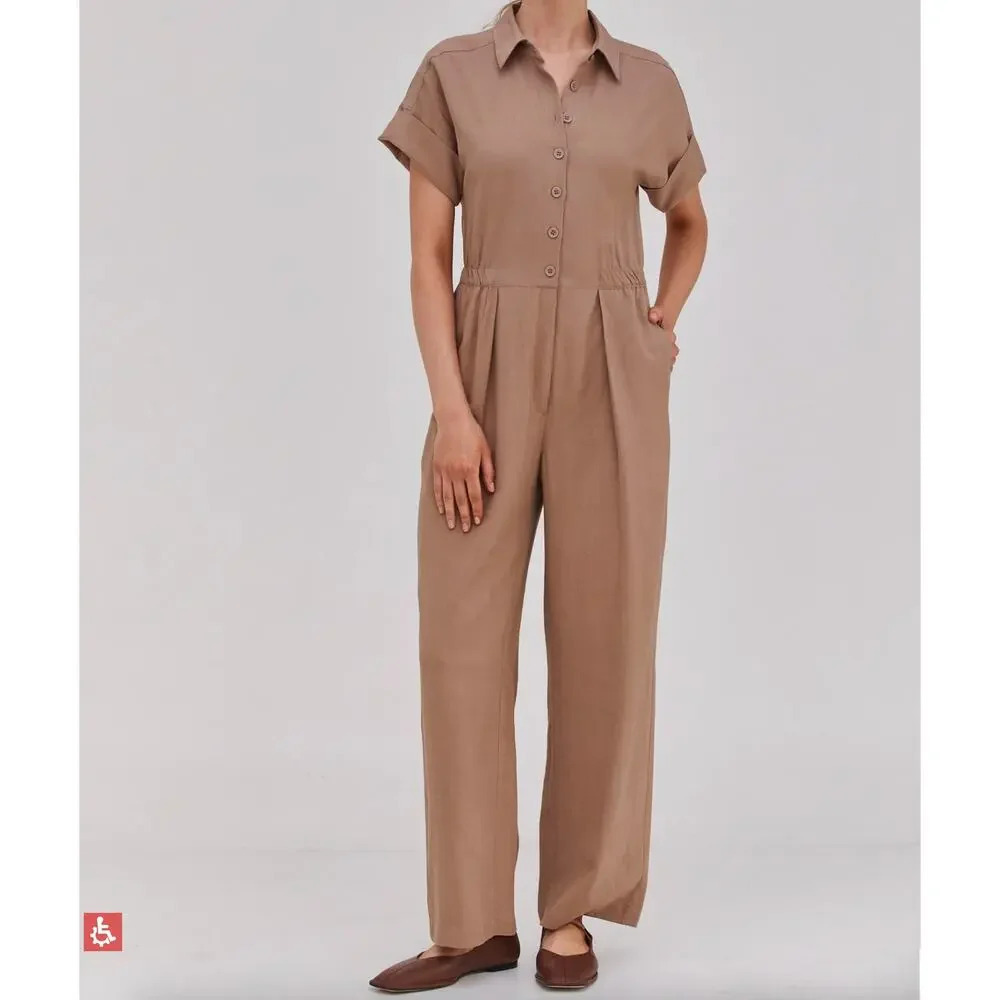Trois the Label‎ Women's Linen Blend Jumpsuit Size 2 NWT